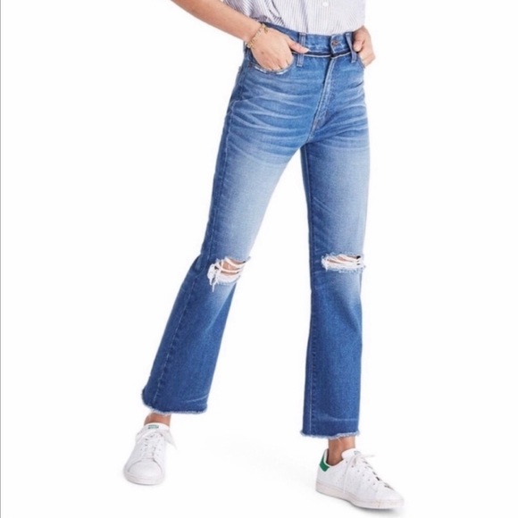 Madewell Denim - Madewell Retro Crop Bootcut Jean Knee Rip Edition